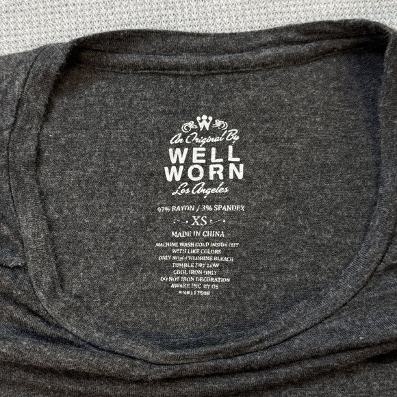 Mornings + Mimosas Graphic Long Sleeve Top Well Worn Los Angeles Dark Gray Sz XS - Picture 7 of 11